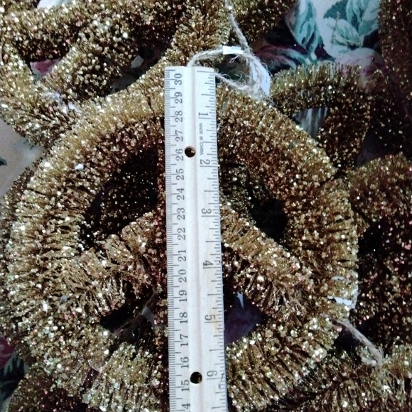 12 gold bottle brush sisal Peace Sign ornaments - Picture 6 of 12